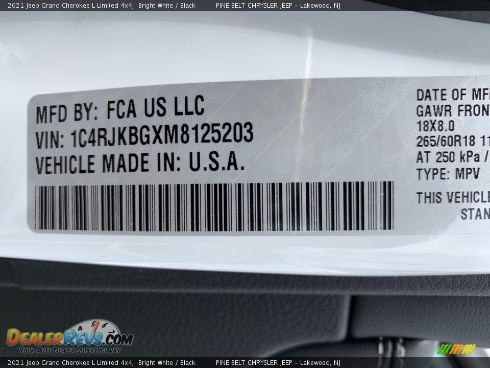 2021 Jeep Grand Cherokee L Limited 4x4 Bright White / Black Photo #14