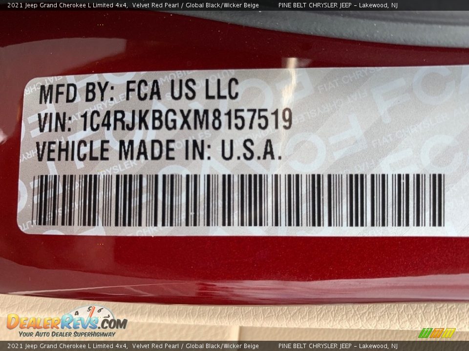 2021 Jeep Grand Cherokee L Limited 4x4 Velvet Red Pearl / Global Black/Wicker Beige Photo #14