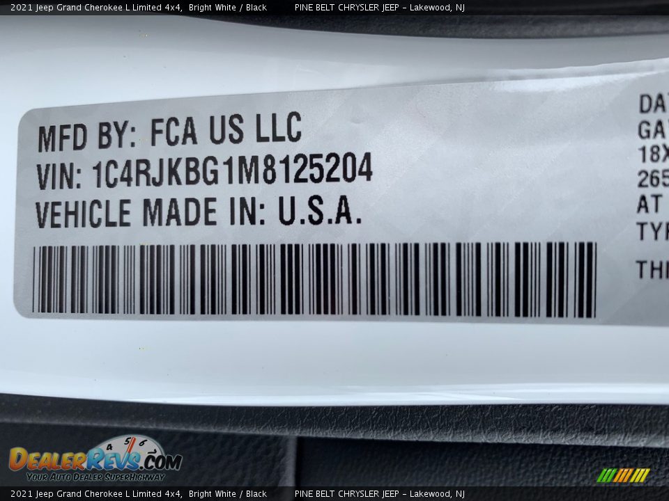 2021 Jeep Grand Cherokee L Limited 4x4 Bright White / Black Photo #14