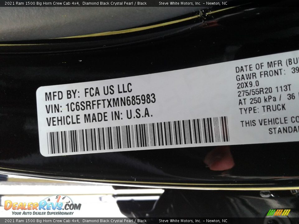 2021 Ram 1500 Big Horn Crew Cab 4x4 Diamond Black Crystal Pearl / Black Photo #33