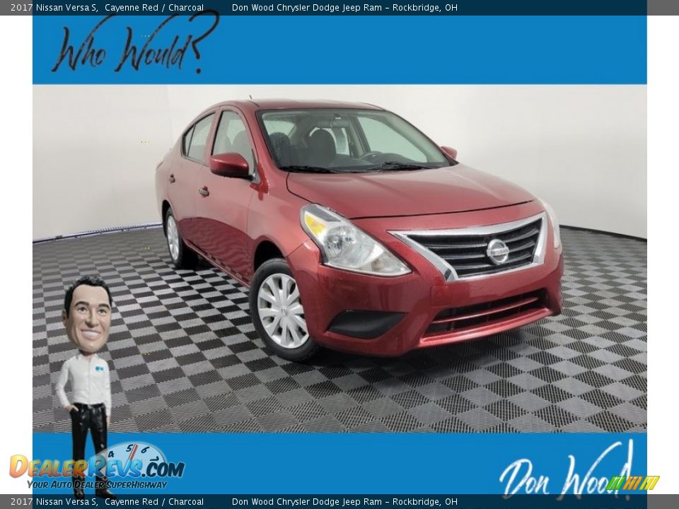 2017 Nissan Versa S Cayenne Red / Charcoal Photo #1