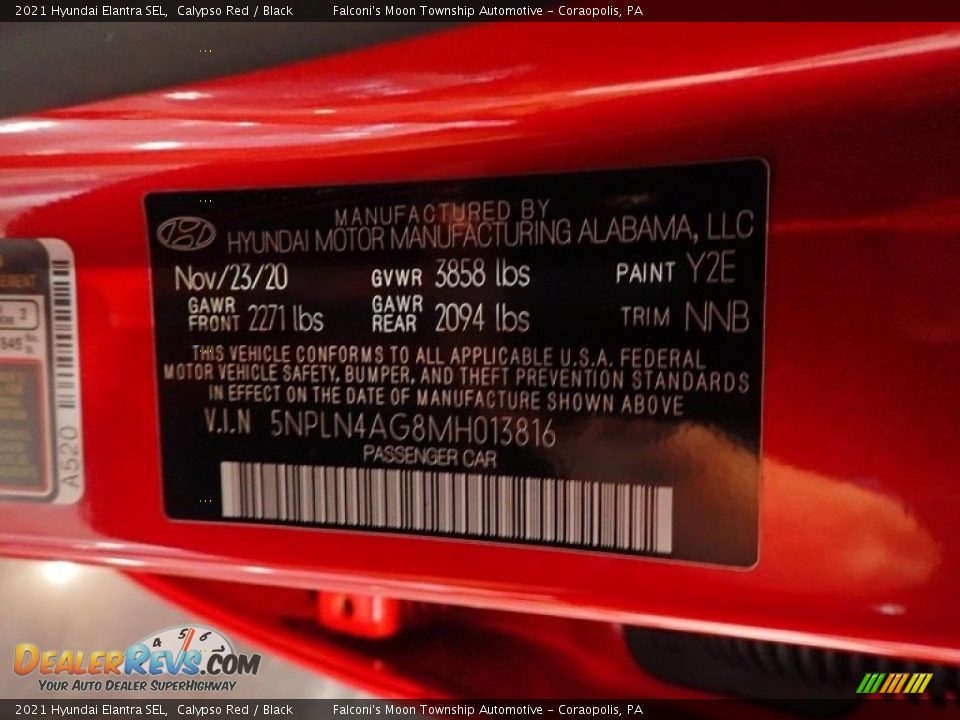2021 Hyundai Elantra SEL Calypso Red / Black Photo #26