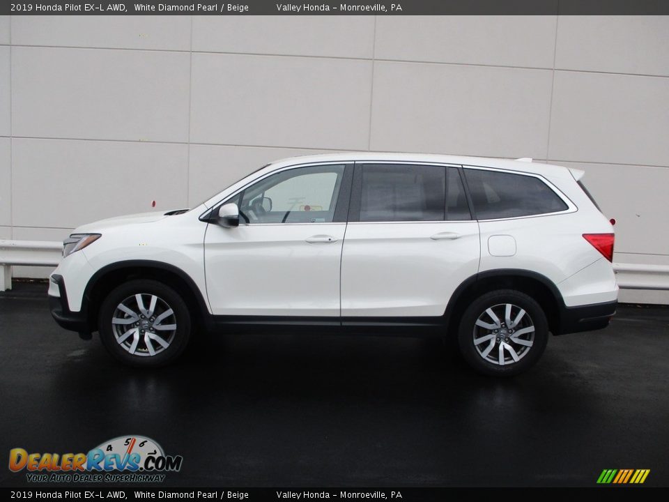 2019 Honda Pilot EX-L AWD White Diamond Pearl / Beige Photo #2