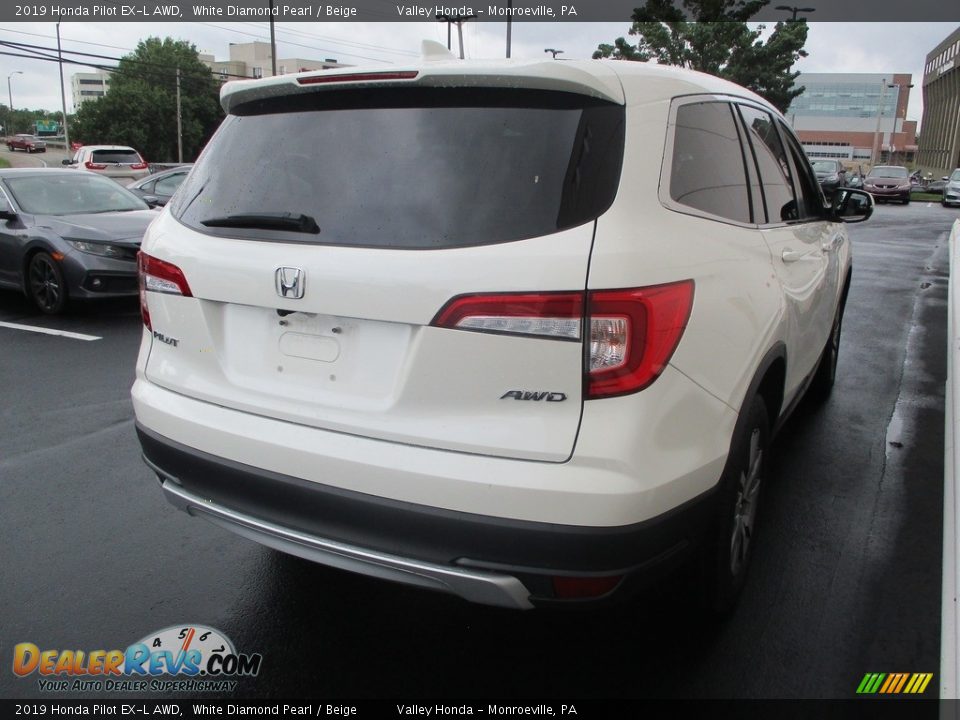 2019 Honda Pilot EX-L AWD White Diamond Pearl / Beige Photo #5
