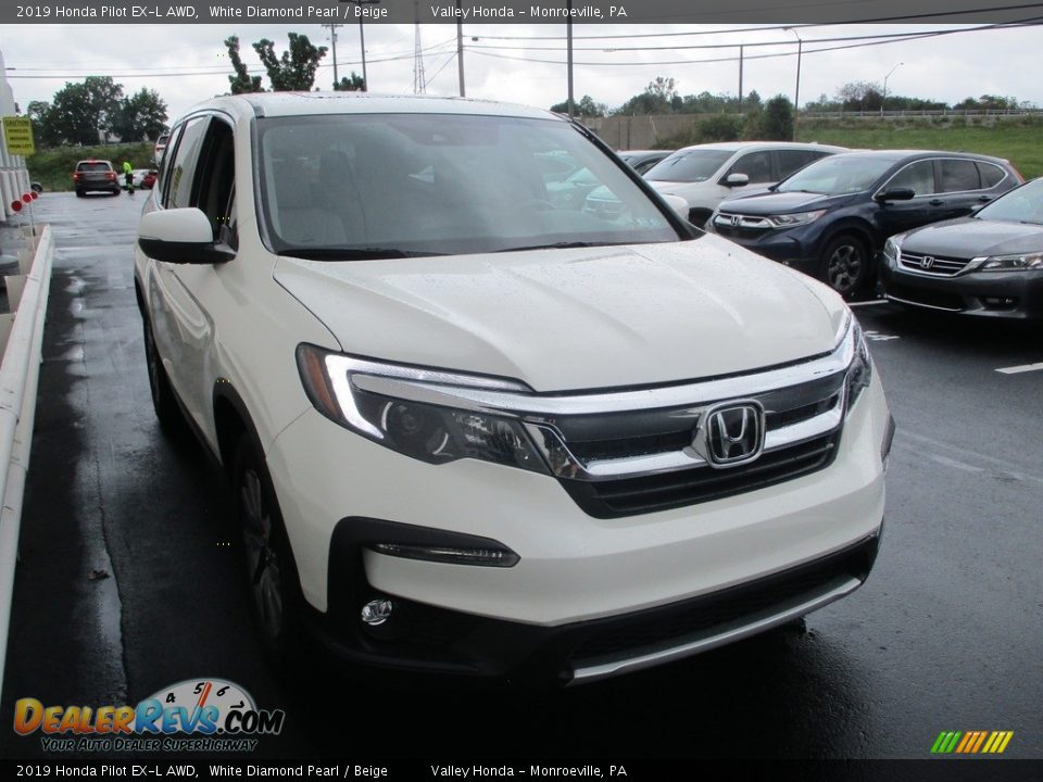 2019 Honda Pilot EX-L AWD White Diamond Pearl / Beige Photo #7