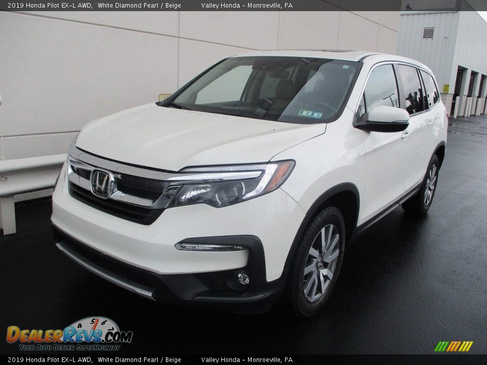 2019 Honda Pilot EX-L AWD White Diamond Pearl / Beige Photo #9