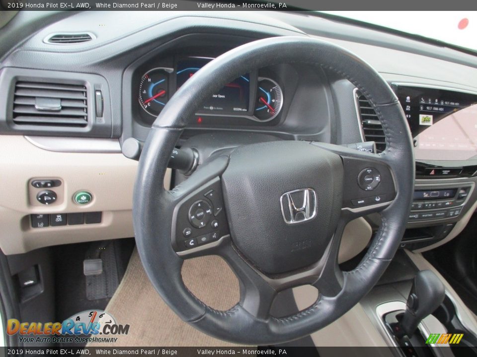 2019 Honda Pilot EX-L AWD White Diamond Pearl / Beige Photo #15