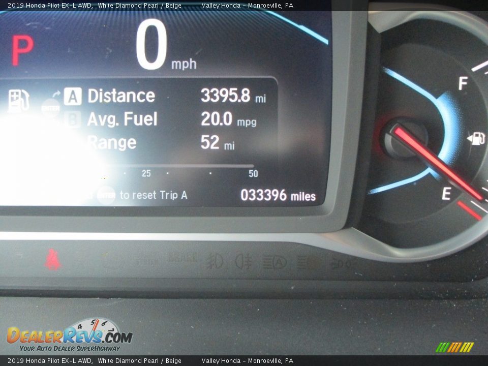2019 Honda Pilot EX-L AWD White Diamond Pearl / Beige Photo #20