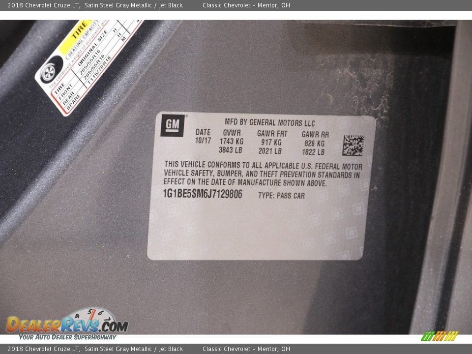 2018 Chevrolet Cruze LT Satin Steel Gray Metallic / Jet Black Photo #19