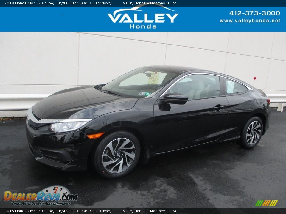 2018 Honda Civic LX Coupe Crystal Black Pearl / Black/Ivory Photo #1
