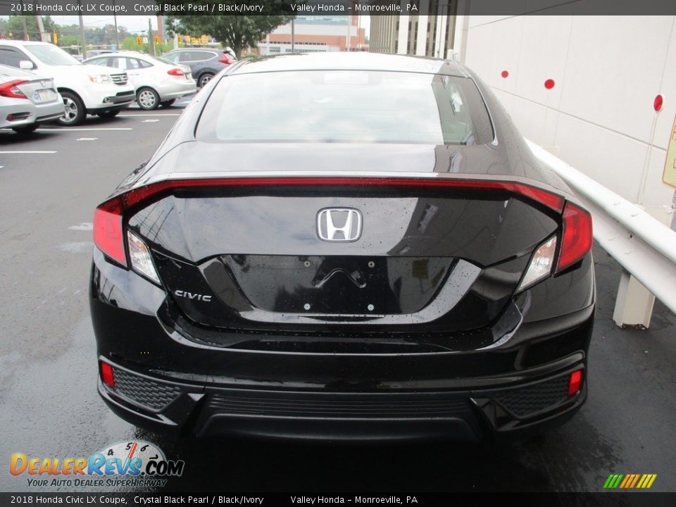 2018 Honda Civic LX Coupe Crystal Black Pearl / Black/Ivory Photo #4