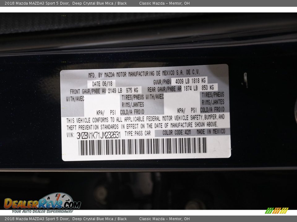 2018 Mazda MAZDA3 Sport 5 Door Deep Crystal Blue Mica / Black Photo #19