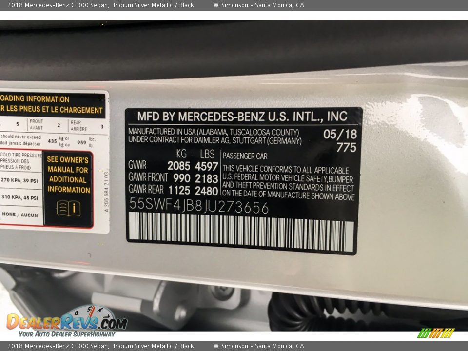 2018 Mercedes-Benz C 300 Sedan Iridium Silver Metallic / Black Photo #11