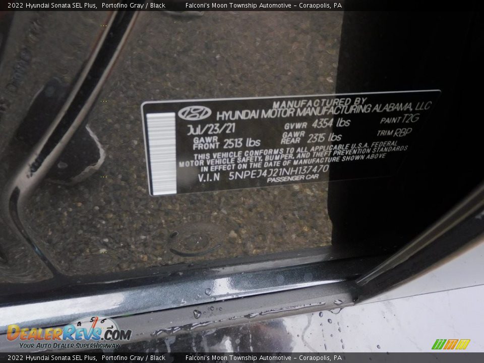 2022 Hyundai Sonata SEL Plus Portofino Gray / Black Photo #20