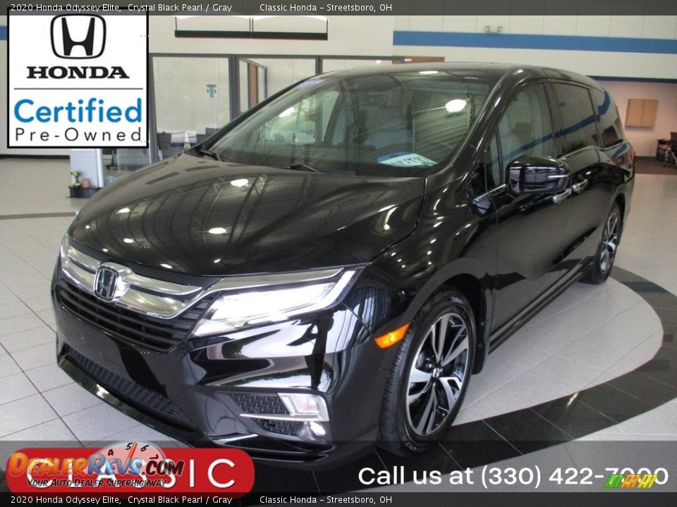 2020 Honda Odyssey Elite Crystal Black Pearl / Gray Photo #1