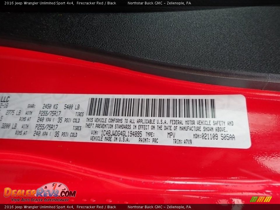 2016 Jeep Wrangler Unlimited Sport 4x4 Firecracker Red / Black Photo #15