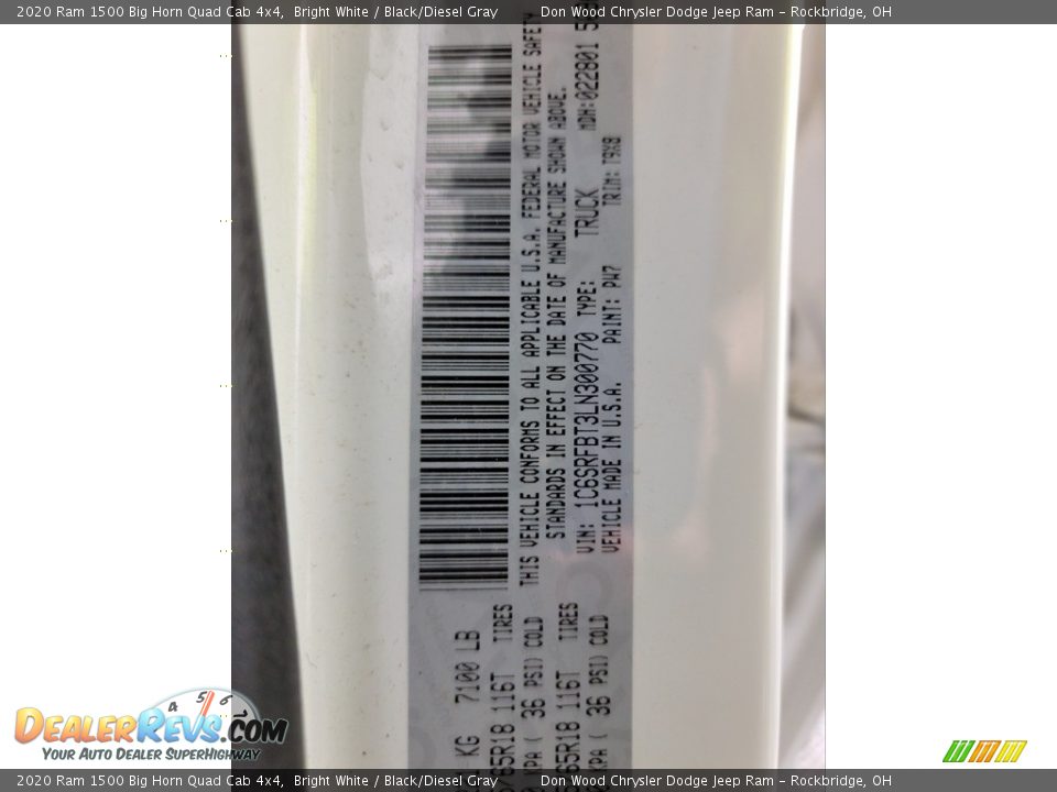 2020 Ram 1500 Big Horn Quad Cab 4x4 Bright White / Black/Diesel Gray Photo #36