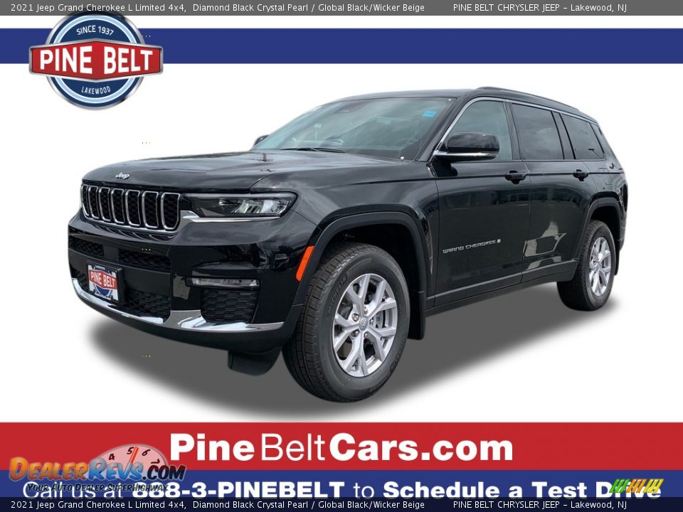 2021 Jeep Grand Cherokee L Limited 4x4 Diamond Black Crystal Pearl / Global Black/Wicker Beige Photo #1