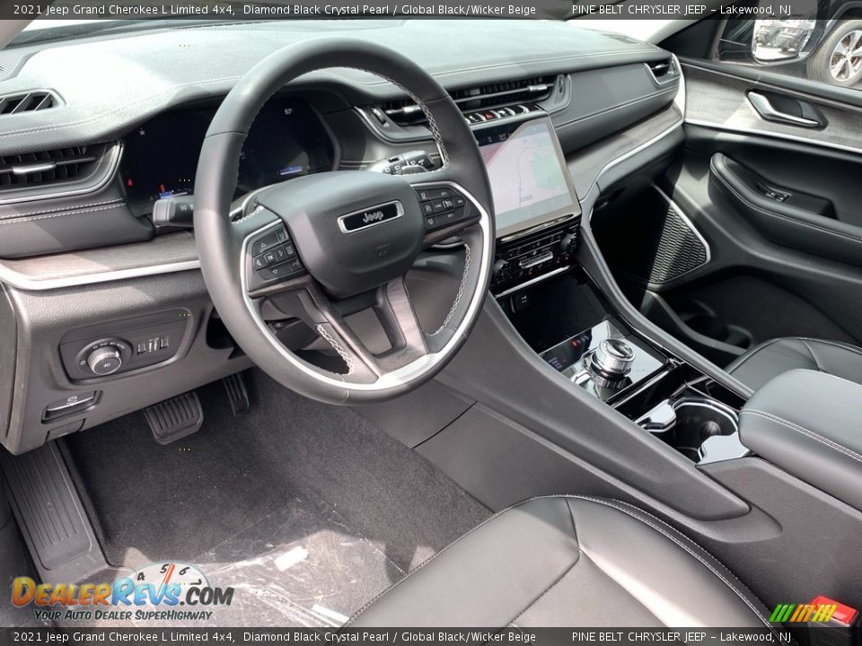 2021 Jeep Grand Cherokee L Limited 4x4 Diamond Black Crystal Pearl / Global Black/Wicker Beige Photo #13