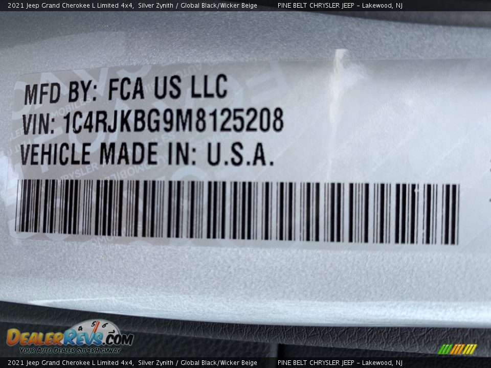 2021 Jeep Grand Cherokee L Limited 4x4 Silver Zynith / Global Black/Wicker Beige Photo #14