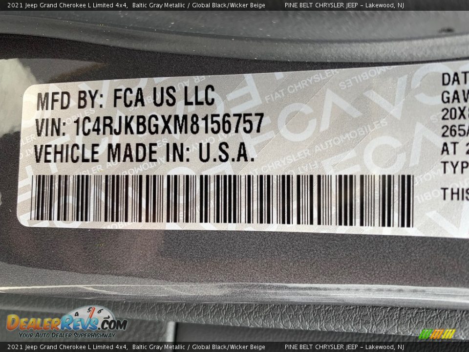 2021 Jeep Grand Cherokee L Limited 4x4 Baltic Gray Metallic / Global Black/Wicker Beige Photo #14