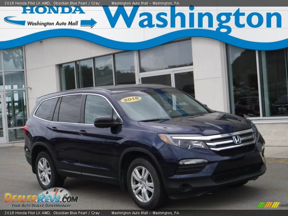 2018 Honda Pilot LX AWD Obsidian Blue Pearl / Gray Photo #1