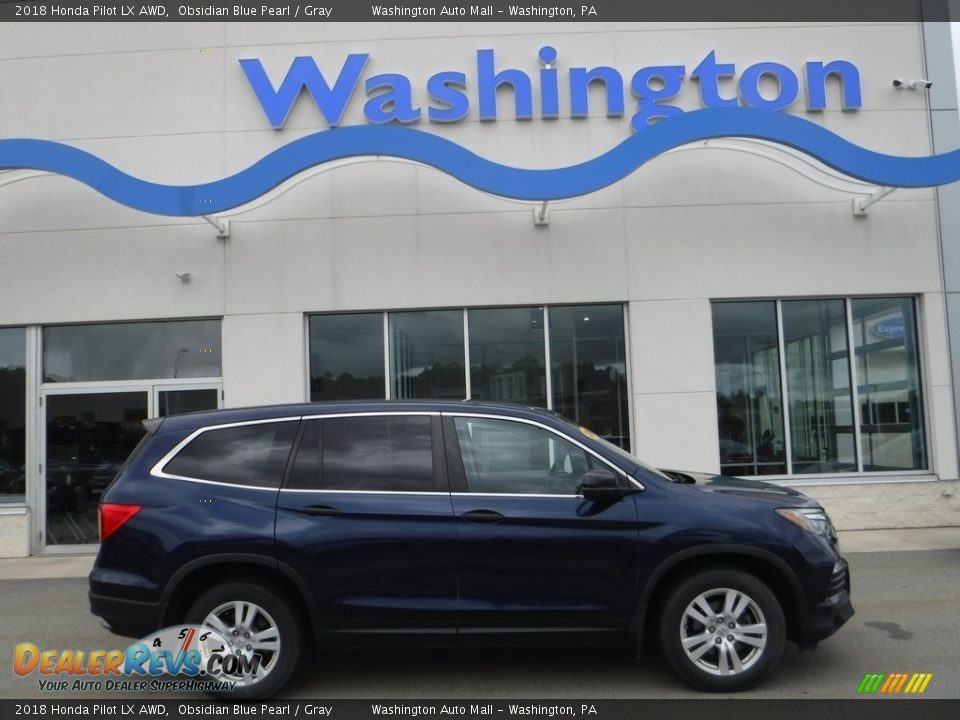 2018 Honda Pilot LX AWD Obsidian Blue Pearl / Gray Photo #2