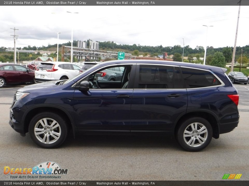 2018 Honda Pilot LX AWD Obsidian Blue Pearl / Gray Photo #3