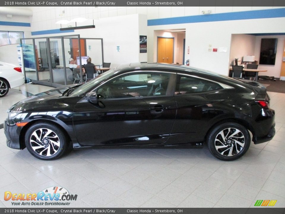 2018 Honda Civic LX-P Coupe Crystal Black Pearl / Black/Gray Photo #8