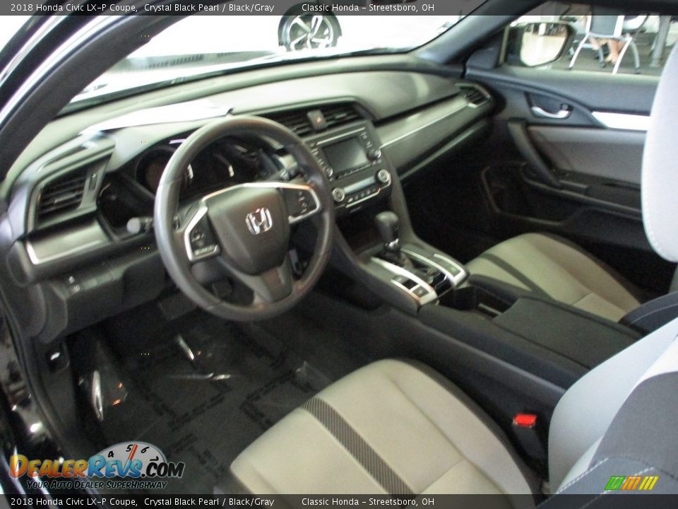 Black/Gray Interior - 2018 Honda Civic LX-P Coupe Photo #19