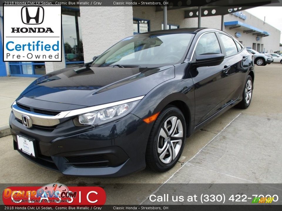 2018 Honda Civic LX Sedan Cosmic Blue Metallic / Gray Photo #1