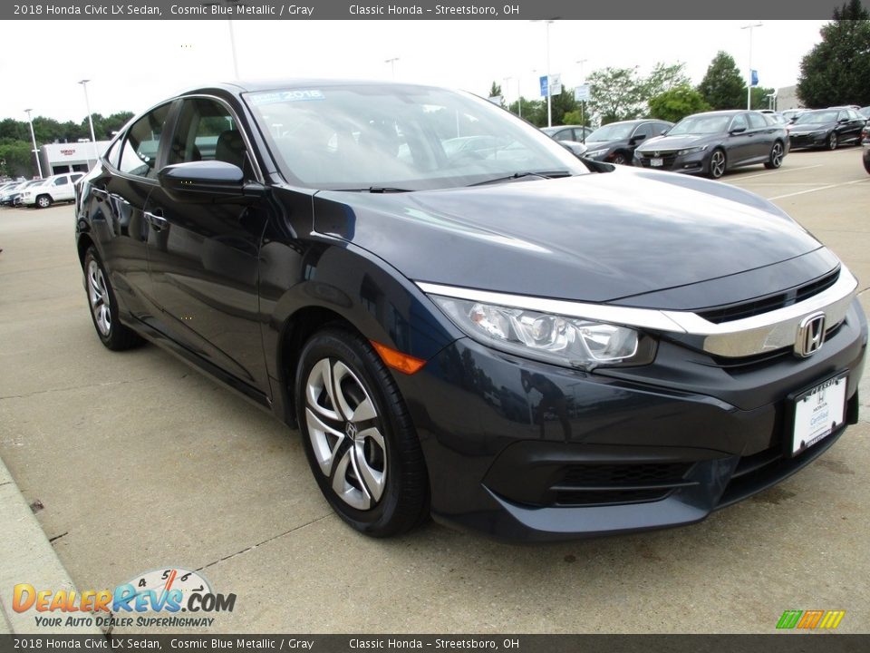 2018 Honda Civic LX Sedan Cosmic Blue Metallic / Gray Photo #3