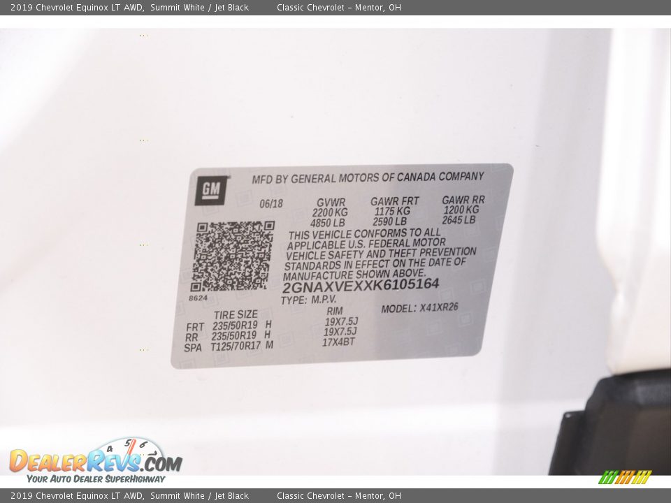 2019 Chevrolet Equinox LT AWD Summit White / Jet Black Photo #20