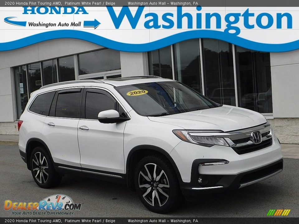 2020 Honda Pilot Touring AWD Platinum White Pearl / Beige Photo #1