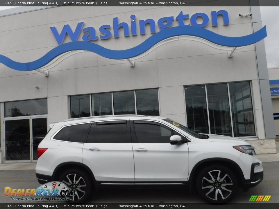 2020 Honda Pilot Touring AWD Platinum White Pearl / Beige Photo #2