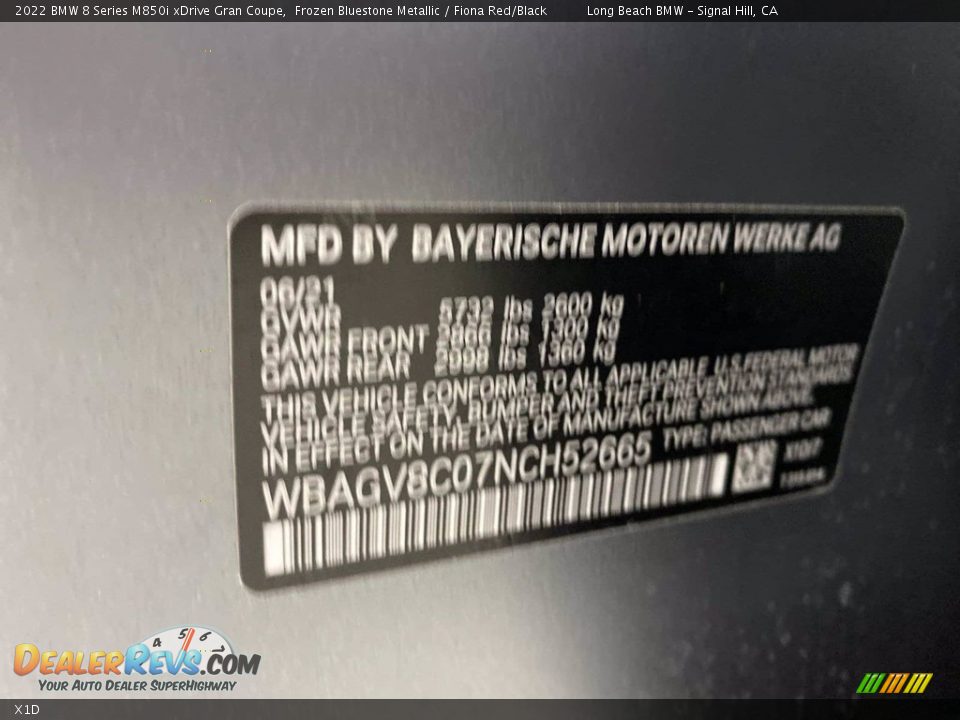 BMW Color Code X1D Frozen Bluestone Metallic