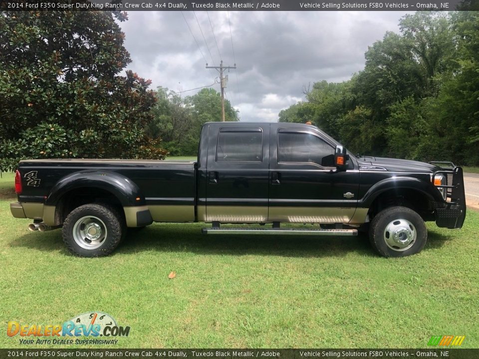 2014 Ford F350 Super Duty King Ranch Crew Cab 4x4 Dually Tuxedo Black Metallic / Adobe Photo #3