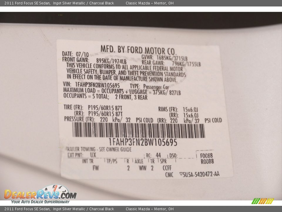 2011 Ford Focus SE Sedan Ingot Silver Metallic / Charcoal Black Photo #16