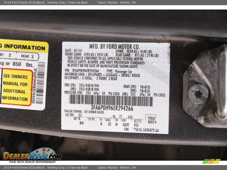 2014 Ford Fusion SE EcoBoost Sterling Gray / Charcoal Black Photo #18