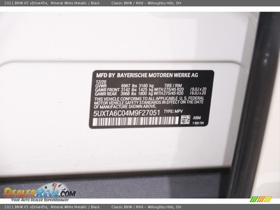 2021 BMW X5 xDrive45e Mineral White Metallic / Black Photo #26