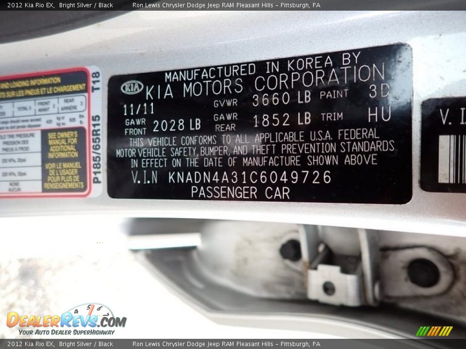 2012 Kia Rio EX Bright Silver / Black Photo #15