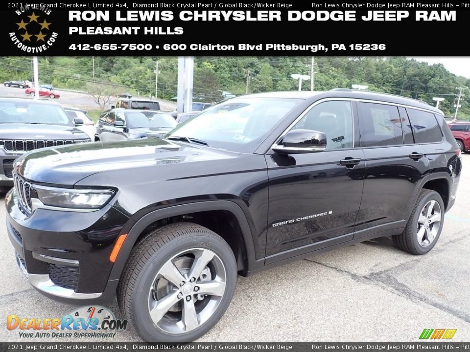 2021 Jeep Grand Cherokee L Limited 4x4 Diamond Black Crystal Pearl / Global Black/Wicker Beige Photo #1