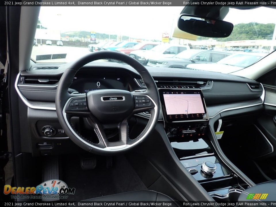 2021 Jeep Grand Cherokee L Limited 4x4 Diamond Black Crystal Pearl / Global Black/Wicker Beige Photo #13