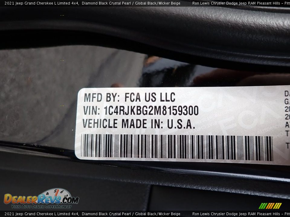 2021 Jeep Grand Cherokee L Limited 4x4 Diamond Black Crystal Pearl / Global Black/Wicker Beige Photo #15