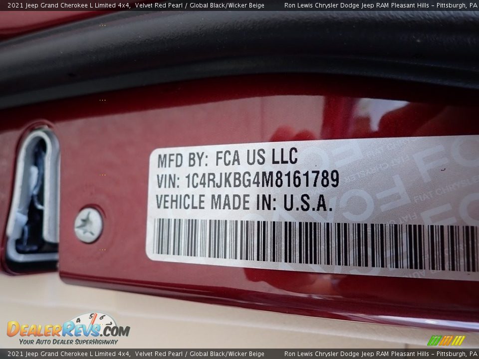 2021 Jeep Grand Cherokee L Limited 4x4 Velvet Red Pearl / Global Black/Wicker Beige Photo #15