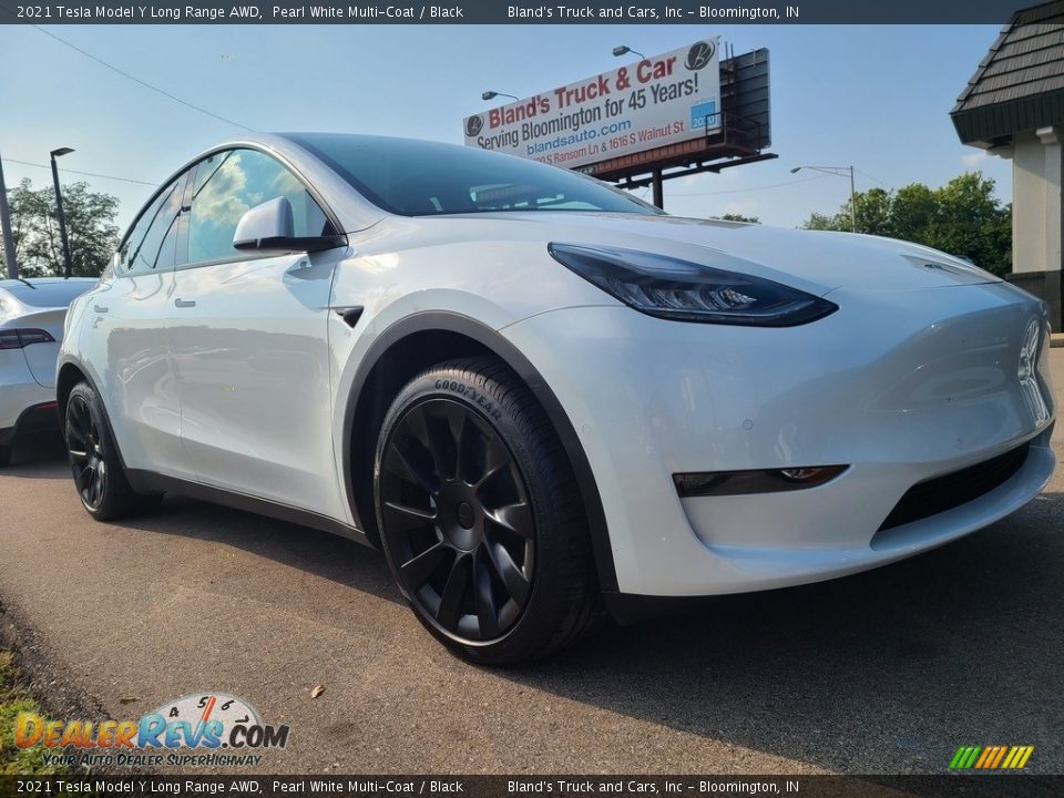 2021 Tesla Model Y Long Range AWD Pearl White Multi-Coat / Black Photo #1