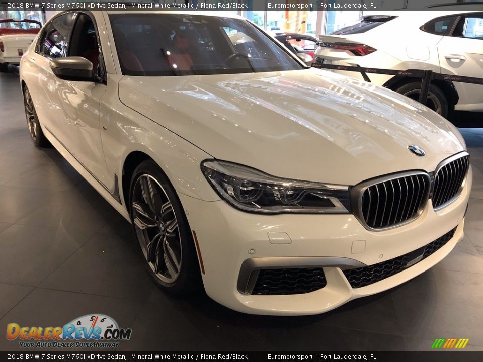 2018 BMW 7 Series M760i xDrive Sedan Mineral White Metallic / Fiona Red/Black Photo #1