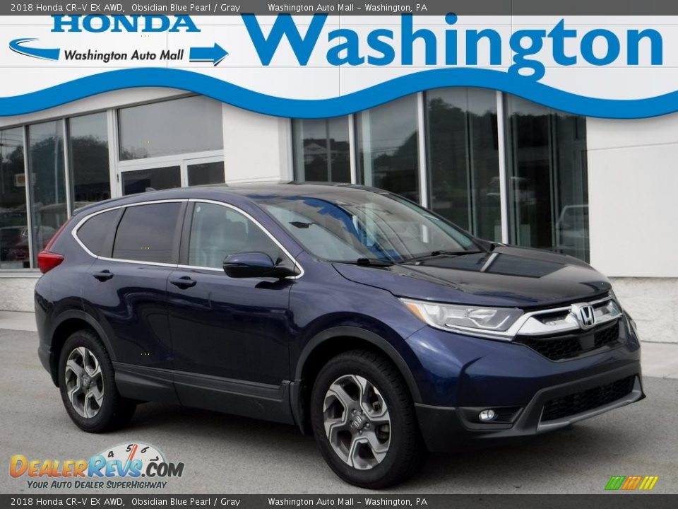 2018 Honda CR-V EX AWD Obsidian Blue Pearl / Gray Photo #1