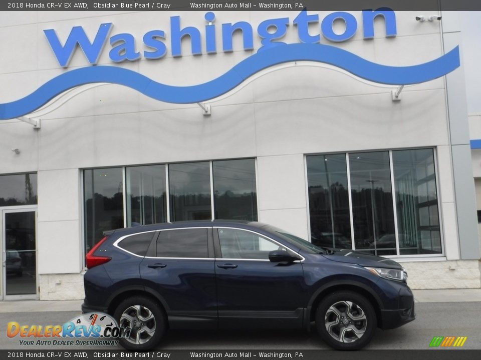 2018 Honda CR-V EX AWD Obsidian Blue Pearl / Gray Photo #2