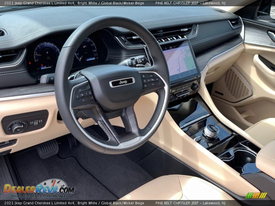 2021 Jeep Grand Cherokee L Limited 4x4 Bright White / Global Black/Wicker Beige Photo #13